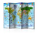 Paravent 5 Volets "world Map For Kids" 172x225cm