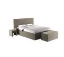 Tête de lit velours taupe L.200 cm DREAM/GALY Tablettes avec USB