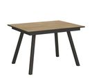 Table Extensible 90x120/180 Cm Mirhi Chêne Nature Cadre Anthracite