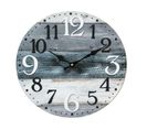 Horloge Murale Blanc Gris Bleu Mdf Shabby Rond 33,8x33,8x4