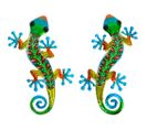 Gecko Décoratif En Métal Et Verre Multicolore Feuilles