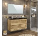 Meuble de salle de bain 120 cm GALAPAGOS Imitation chêne brut et noir