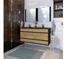 Meuble de salle de bain 120 cm KOH TAO Imitation chêne brut et noir