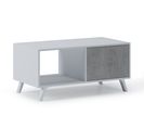 Table Basse Avec Portes, Modèle Wind, Structure Coul. Blanc Mat, Portes Coul. Ciment, 92x50x45cm
