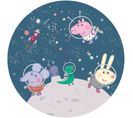 Photo Murale Ronde Peppa Pig Avec Sa Famille Dans L'espace - 70 X 70 Cm