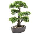 Mini bonsaï Ficus artificiel sur plaque marronne 43 cm
