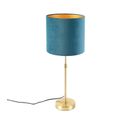 Lampe De Table Or / Laiton Avec Abat-jour Velours Bleu 25 Cm - Parte