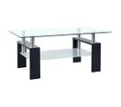 Table Basse Noir Et Transparent 95x55x40 Cm Verre Trempé