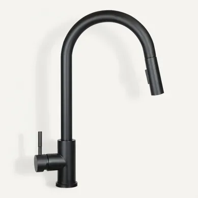Robinet De Cuisine Avec Extensible À Haute Inoxydable À Jet Pivotant À 360 ° Noir
