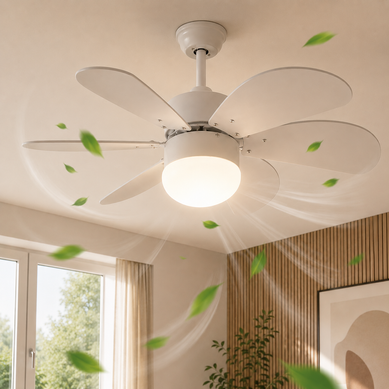 Ventilateur De Plafond Blanc Avec éclairage Télécommande Silencieux Avec Minuterie 6 Pales Ventilateur De Plafond Blanc Avec éclairage Télécommande Silencieux Avec Minuterie 6 Pales