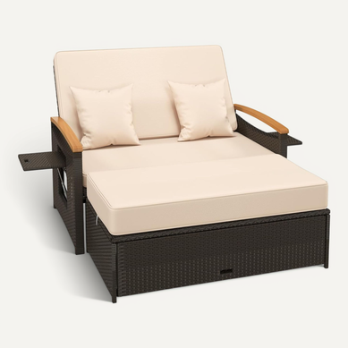 Salon De Jardin En Rotin Avec Pouf De Rangement Charge 360kg, Bain De Soleil (gris) Salon De Jardin En Rotin Avec Pouf De Rangement Charge 360kg, Bain De Soleil (gris)
