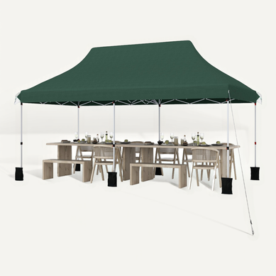 Tonnelle De Jardin Pop-up Pliable 300x600cm, Imperméable Protection Solaire 3 Hauteurs (vert)