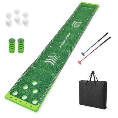 Tapis De Putting Entraînement Golf, 2 Putters Ajustables, 6 Balles Et 12 Couvercles De Trous Tapis De Putting Entraînement Golf, 2 Putters Ajustables, 6 Balles Et 12 Couvercles De Trous