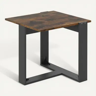 Petite Table Basse, Table D'appoint Carrée, Base En Métal En Forme De T, Design Noir, Étagère Petite Table Basse, Table D'appoint Carrée, Base En Métal En Forme De T, Design Noir, Étagère