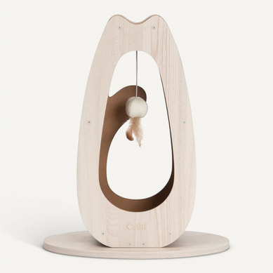 Griffoir Vertical Pixi - Mdf Effet Chêne, Carton Remplaçable Et Balle à Plumes Griffoir Vertical Pixi - Mdf Effet Chêne, Carton Remplaçable Et Balle à Plumes