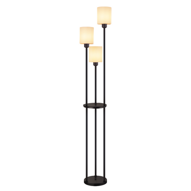 Lampadaire Salon 3 Lumières E27 Blanc Avec Étagère - Élégance Campagne Lampadaire Salon 3 Lumières E27 Blanc Avec Étagère - Élégance Campagne