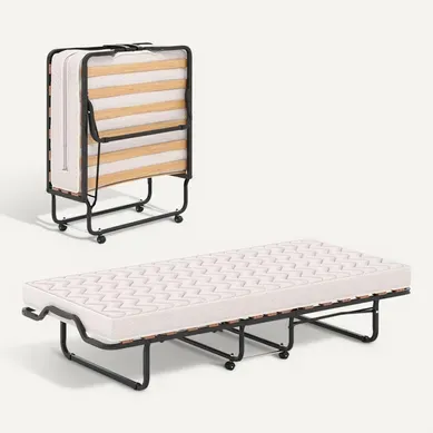 Lit Pliant 90x200 Cm Avec Matelas Orthopédique En Mémoire 10 Cm, Lit D’appoint Pliable Beige Lit Pliant 90x200 Cm Avec Matelas Orthopédique En Mémoire 10 Cm, Lit D’appoint Pliable Beige