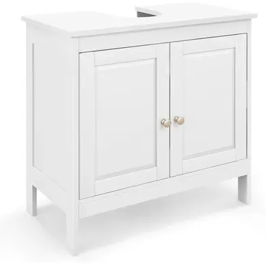 Meuble Sous Lavabo, Meuble De Salle De Bain Avec Placard à 2 Portes, Oeillet L15 X P20 Cm, Blanc Meuble Sous Lavabo, Meuble De Salle De Bain Avec Placard à 2 Portes, Oeillet L15 X P20 Cm, Blanc