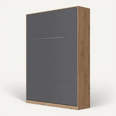 Armoire Lit Escamotable 140x200 Cm Mural Supérieur Vertical Chêne Sauvage/anthracite