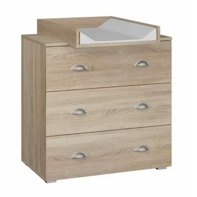 Commode À Langer Bébé Enfant Sonoma Table + Matelas À Langer Amovible 80x48x90 Cm- 3 Tiroirs Mia