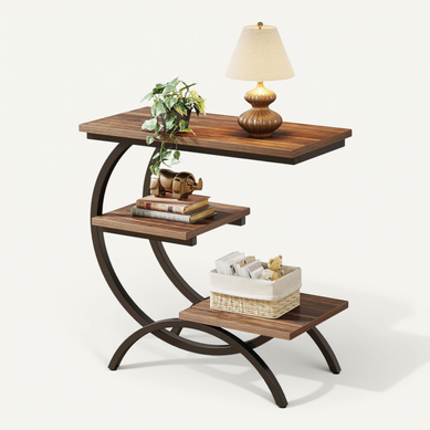 Table D'appoint, Petite Table Basses, Table De Chevet, Bout De Canapé Avec 3 Étagères Pour Salon