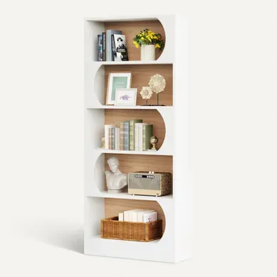 Bibliothèque à 5 Niveaux, Étagères D'affichage En Bois Pour Salon, 180cm Bibliothèque à 5 Niveaux, Étagères D'affichage En Bois Pour Salon, 180cm