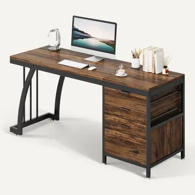 Bureau D'ordinateur Avec 3 Tiroirs, 150 Cm, Avec Tiroirs Réversibles, Bureau Industriel Bureau D'ordinateur Avec 3 Tiroirs, 150 Cm, Avec Tiroirs Réversibles, Bureau Industriel