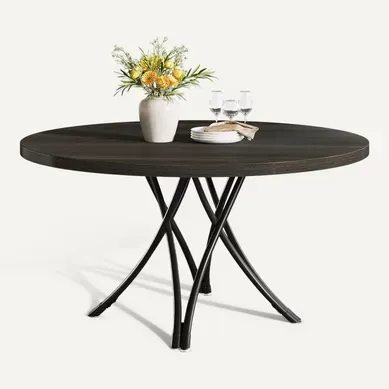 Table De Salle à Manger Ronde Pour 120 Cm, Table De Cuisine Ronde Pour Cuisine, Salon, Noir