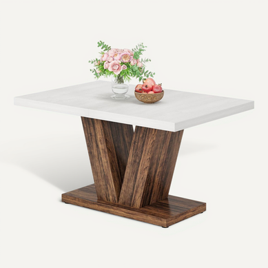 Table De Salle à Manger De 120 Cm Pour 4 Personnes, Table De Cuisine Blanche Avec Piédestal Robuste Table De Salle à Manger De 120 Cm Pour 4 Personnes, Table De Cuisine Blanche Avec Piédestal Robuste