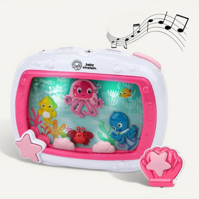 Veilleuse Musicale Sea Dreams Rose — Lumière Océan, 4 Modes, Télécommande, Drift Off