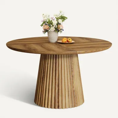 Table De Salle à Manger Ronde Pour 4 à 6 Personnes, Table De Cuisine De Style Campagnard De 120 Cm
