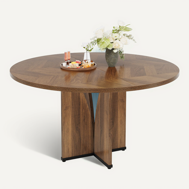 Table De Salle à Manger Ronde Pour 4 Personnes, Avec Pied Central Stable En Forme De X Table De Salle à Manger Ronde Pour 4 Personnes, Avec Pied Central Stable En Forme De X