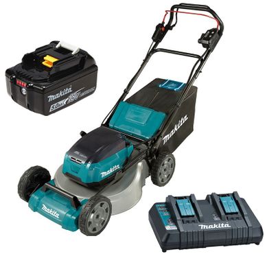 Tondeuse à Gazon 2x18v Lxt 46cm + 4 Batteries 5ah + Chargeur - Makita - Dlm465pt4 Tondeuse à Gazon 2x18v Lxt 46cm + 4 Batteries 5ah + Chargeur - Makita - Dlm465pt4