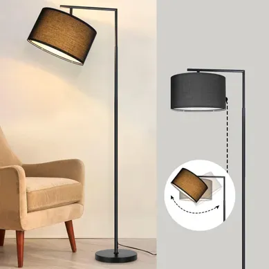 Lampadaire Salon Noir Tissu Douille E27 Max 40w Avec Interrupteur Au Pied Lampe De Lit 166cm Lampadaire Salon Noir Tissu Douille E27 Max 40w Avec Interrupteur Au Pied Lampe De Lit 166cm