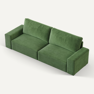Neche Canapé Moderne 3 Places En Chenille Vert Pour Salon - Avec Grand Accoudoirs
