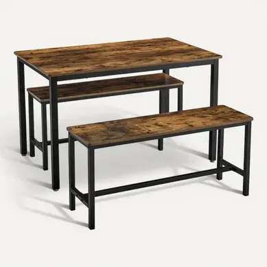 Ensemble Table à Manger Et Bancs,110 X 70 X 75 Cm,2 Bancs De 97 X 30 X 50 Cm,marron Ensemble Table à Manger Et Bancs,110 X 70 X 75 Cm,2 Bancs De 97 X 30 X 50 Cm,marron