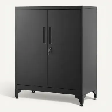 Caisson De Bureau, Verrouillable, Meuble De Rangement En Acier, Pour Bureau, Salon, Noir