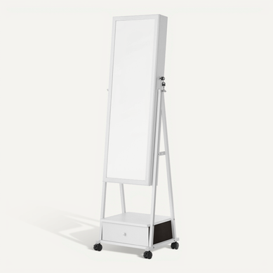Miroir Sur Pied Avec Rangement, Armoire à Bijoux, Psyche Miroir, Verouillable, Avec Tiroir, Blanc Miroir Sur Pied Avec Rangement, Armoire à Bijoux, Psyche Miroir, Verouillable, Avec Tiroir, Blanc