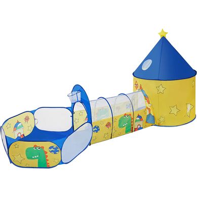 Aire De Jeux 3-en-1, Avec Tente, Tunnel, Piscine à Balles, Thème Dinosaure Espace, Jaune Et Bleu Aire De Jeux 3-en-1, Avec Tente, Tunnel, Piscine à Balles, Thème Dinosaure Espace, Jaune Et Bleu
