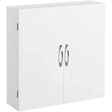 Armoire De Salle De Bain, 2 Portes, Avec 2 étagères, 60 X 18 X 60 Cm, Blanc Mat Armoire De Salle De Bain, 2 Portes, Avec 2 étagères, 60 X 18 X 60 Cm, Blanc Mat
