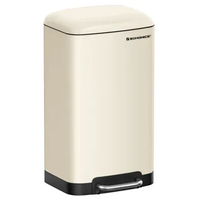 Poubelle De Cuisine, 30l, Poubelle En Acier Avec Pédale, Fermeture En Douceur, Blanc Nuage Poubelle De Cuisine, 30l, Poubelle En Acier Avec Pédale, Fermeture En Douceur, Blanc Nuage