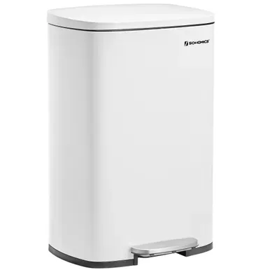 Poubelle De Cuisine 50l à Pédale, Avec Seau Intérieur En Plastique, Couvercle, Anti-odeur, Blanc Poubelle De Cuisine 50l à Pédale, Avec Seau Intérieur En Plastique, Couvercle, Anti-odeur, Blanc