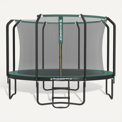 Trampoline De Jardin Rond, Avec Filet De Sécurité Intérieur, Noir Et Vert Foncé Trampoline De Jardin Rond, Avec Filet De Sécurité Intérieur, Noir Et Vert Foncé