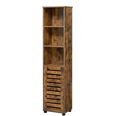 Colonne Salle De Bain Avec 3 Cases Ouverts, 2 étagères Réglables, 40 X 30 X 167 Cm, Marron Rustique Colonne Salle De Bain Avec 3 Cases Ouverts, 2 étagères Réglables, 40 X 30 X 167 Cm, Marron Rustique