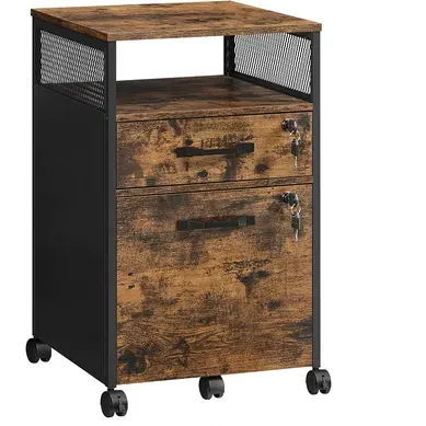 Caisson De Bureau Mobile, Avec 2 Tiroirs Verrouillables, 42 X 44 X 69 Cm, Style Industriel