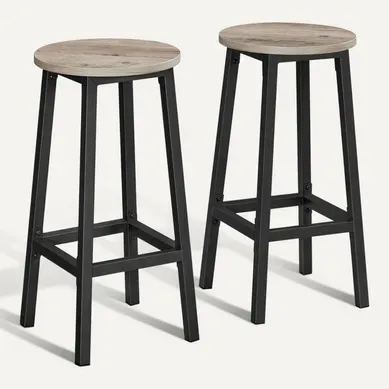 Tabouret De Bar, Lot De 2, Hauteur 65 Cm, Style Industriel, Couleur Grège