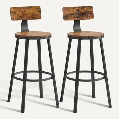 Tabouret Bar Industriel, Lot De 2,marron Rustique Et Noir Lbc026b01v1