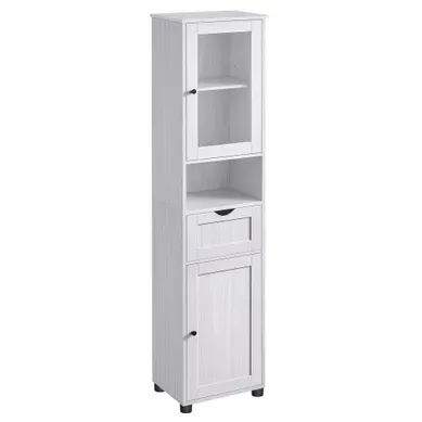 Colonne De Salle De Bain 2 Portes Et 1 Tiroir, 40 x 30 x 165 cm, Blanc érable Colonne De Salle De Bain 2 Portes Et 1 Tiroir, 40 x 30 x 165 cm, Blanc érable