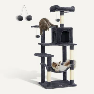 Arbre à Chat Hamac, Tour De Jeux 143 Cm, Gris Anthracite Arbre à Chat Hamac, Tour De Jeux 143 Cm, Gris Anthracite