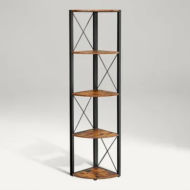 étagère Angle, 30 X 30 X 160 Cm , Montage Facile, Marron Rustique Et Noir étagère Angle, 30 X 30 X 160 Cm , Montage Facile, Marron Rustique Et Noir